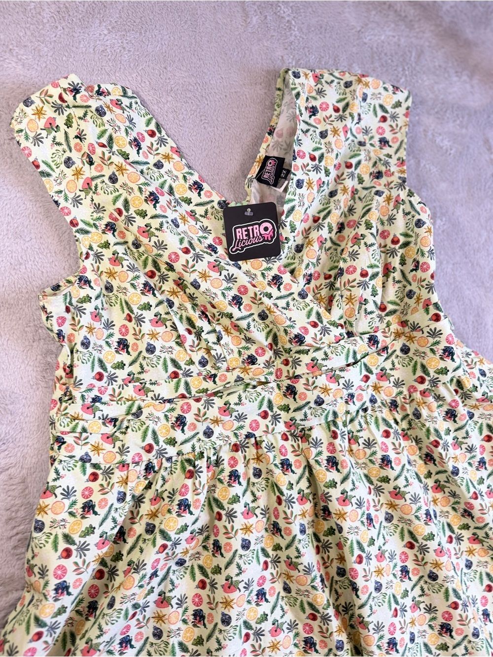 Retrolicious Fruit V-Neck Tetro inspired Fit-and-Flare Dress NWT 2X